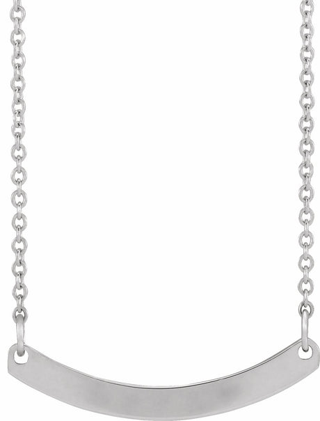 Sterling Silver Engravable Curved Bar 18" Necklace