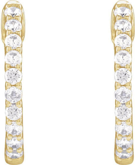 14K Yellow Gold 1/2 CTW Natural Diamond Inside-Outside Hinged 14.5 mm Hoop Earrings