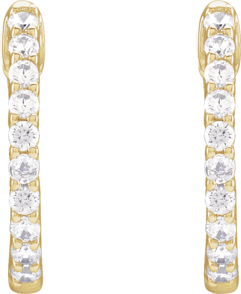 14K Yellow Gold 1/2 CTW Lab-Grown Diamond Inside-Outside Hinged 14.5 mm Hoop Earrings