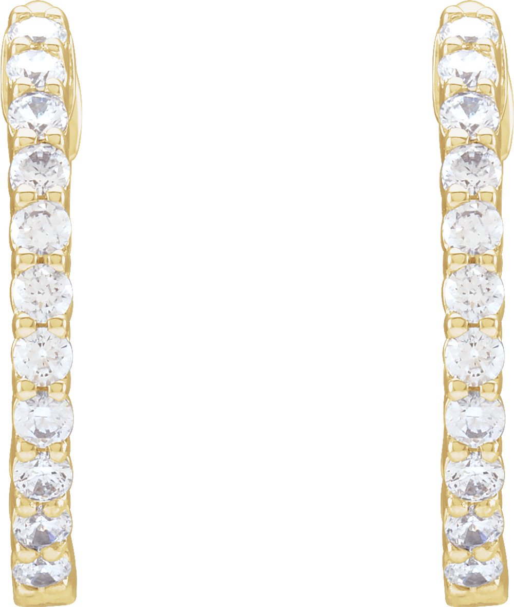 14K Yellow 3/4 CTW Natural Diamond Inside-Outside Hinged 17.2 mm Hoop Earrings