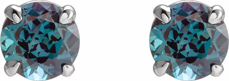 14K White Lab-Grown Alexandrite Earrings