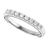 14K White 1/8 CTW Natural Diamond Milgrain Anniversary Band