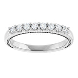 14K White 1/8 CTW Natural Diamond Milgrain Anniversary Band