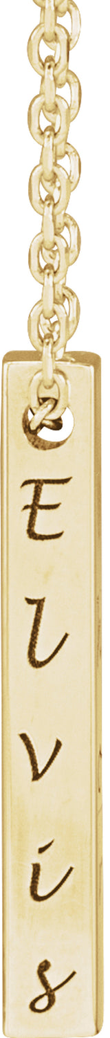 14K Yellow Gold Engravable Four-Sided Bar 16-18" Necklace