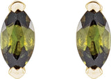 14K Yellow Natural Green Tourmaline Earrings