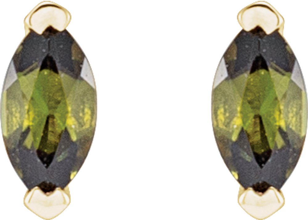 14K Yellow Natural Green Tourmaline Earrings