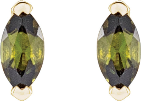 14K Yellow Natural Green Tourmaline Earrings