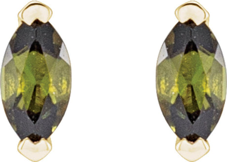 14K Yellow Natural Green Tourmaline Earrings