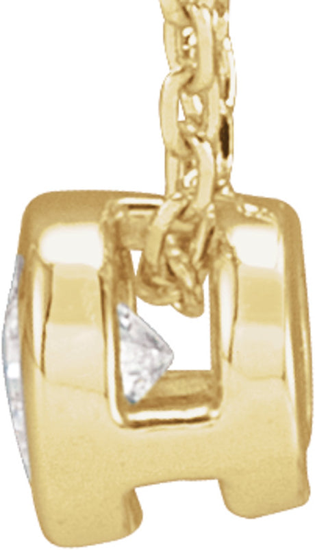 14K Yellow Gold 1/10 CT Lab-Grown Diamond Bezel-Set 16-18" Necklace