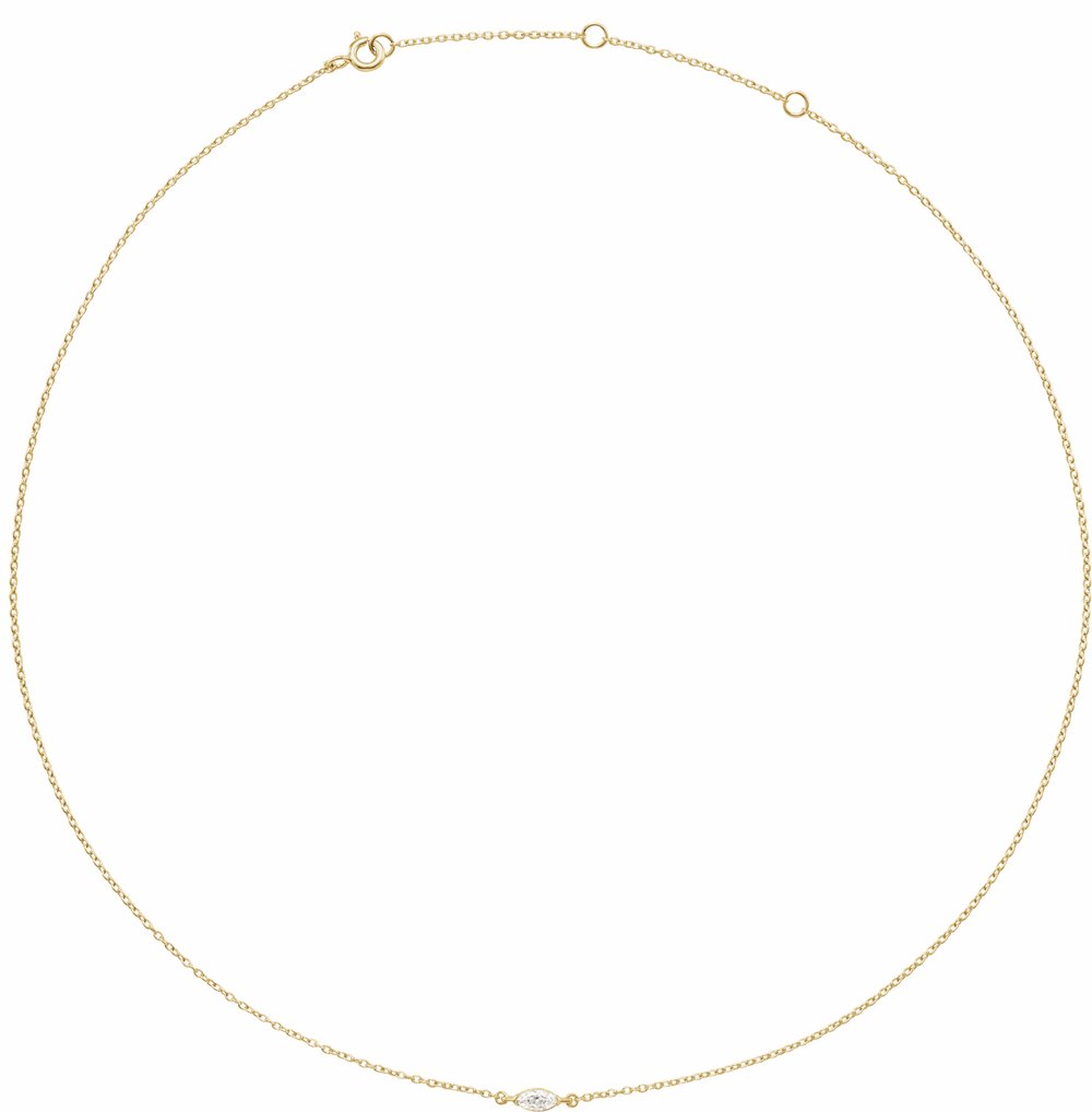 14K Yellow 1/4 CT Lab-Grown Diamond 16-18" Necklace