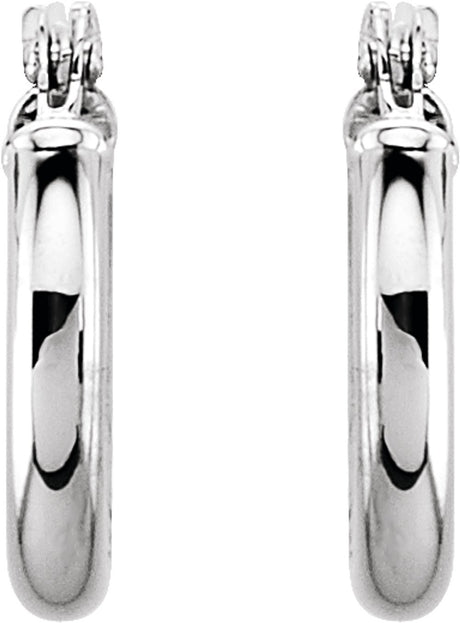14K White Gold Tube 13 mm Hoop Earrings