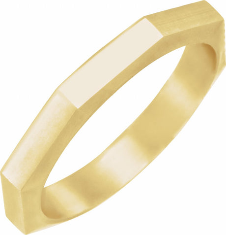 18K Yellow Gold 3 mm Geometric Octagon Band Size 6.5