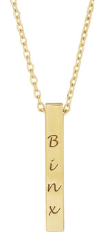 14K Yellow Engravable Four-Sided Bar 16-18" Necklace