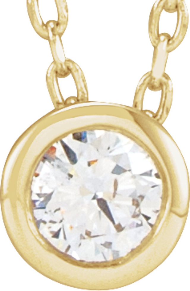 14K Yellow 1/10 CT Lab-Grown Diamond Bezel-Set 16-18" Necklace