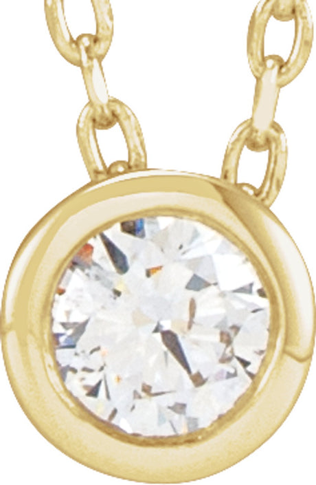 14K Yellow Gold 1/10 CT Lab-Grown Diamond Bezel-Set 16-18" Necklace