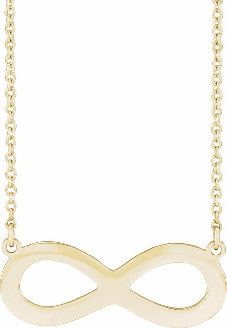 14K Yellow Gold Engravable Infinity Family 18" Necklace