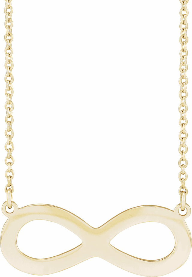 14K Yellow Gold Engravable Infinity Family 18" Necklace