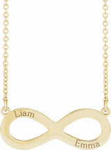 14K Yellow Engravable Infinity Family 18" Necklace