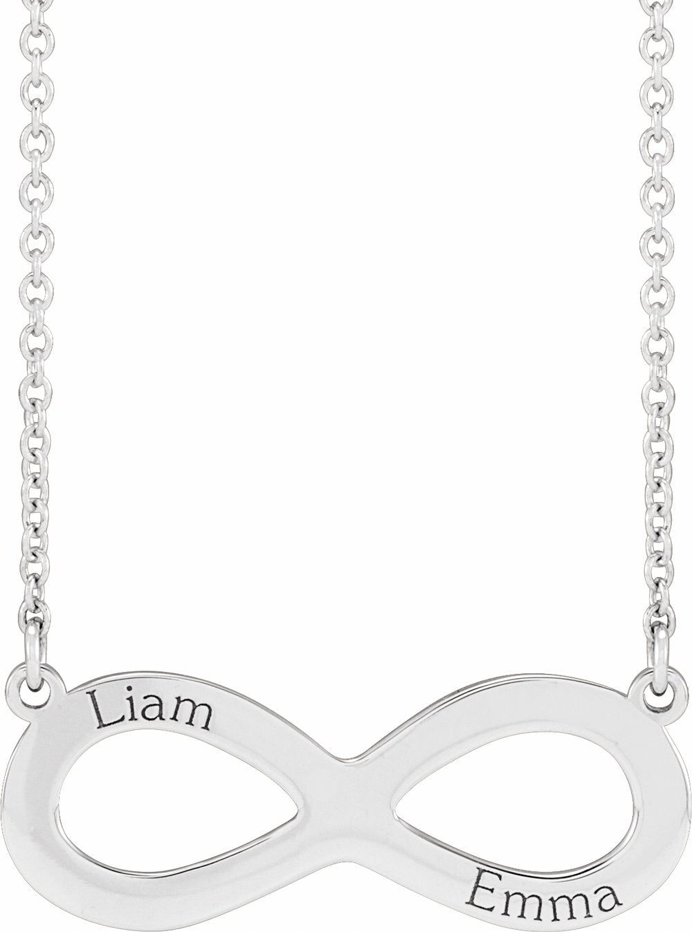 Sterling Silver Engravable Infinity Family 18" Necklace