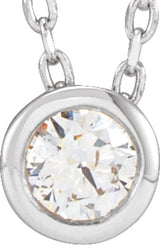 14K White Gold 1/10 CT Lab-Grown Diamond Bezel-Set 16-18" Necklace