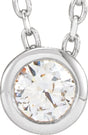 14K White Gold 1/10 CT Lab-Grown Diamond Bezel-Set 16-18" Necklace