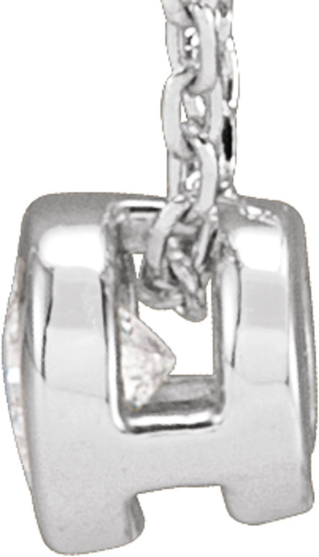 14K White Gold 1/10 CT Lab-Grown Diamond Bezel-Set 16-18" Necklace