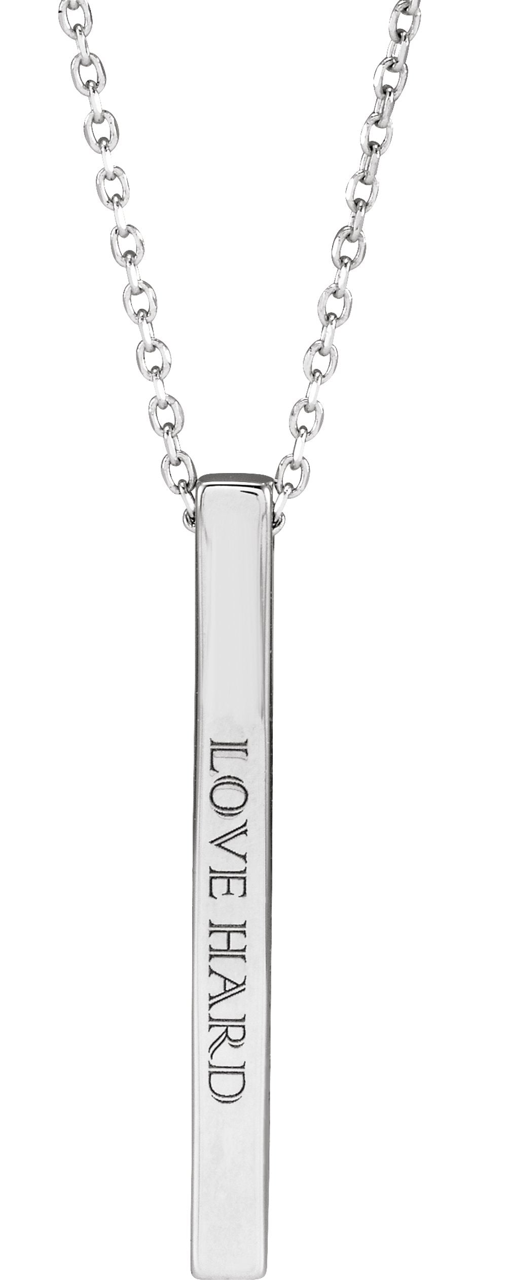 Sterling Silver Engravable Four-Sided Bar 16-18" Necklace