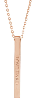 14K Rose Engravable Four-Sided Bar 16-18" Necklace
