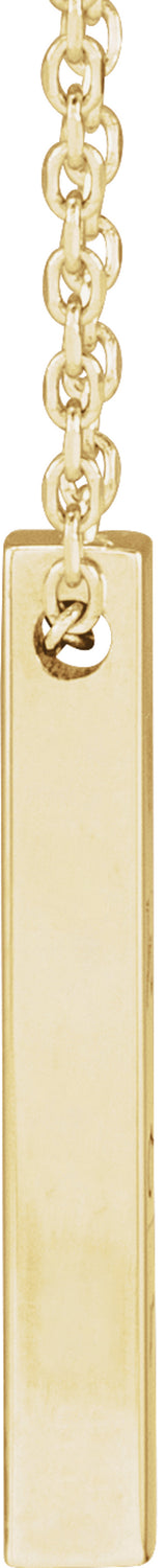 14K Yellow Gold Engravable Four-Sided Bar 16-18" Necklace