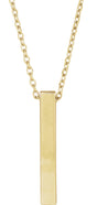 14K Yellow Gold Engravable Four-Sided Bar 16-18" Necklace
