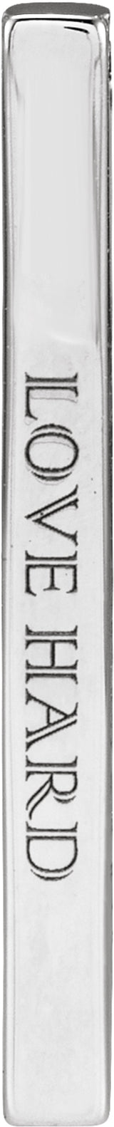 10K White Gold Engravable Four-Sided Bar Pendant