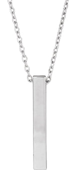 Sterling Silver Engravable Four-Sided Bar 16-18" Necklace