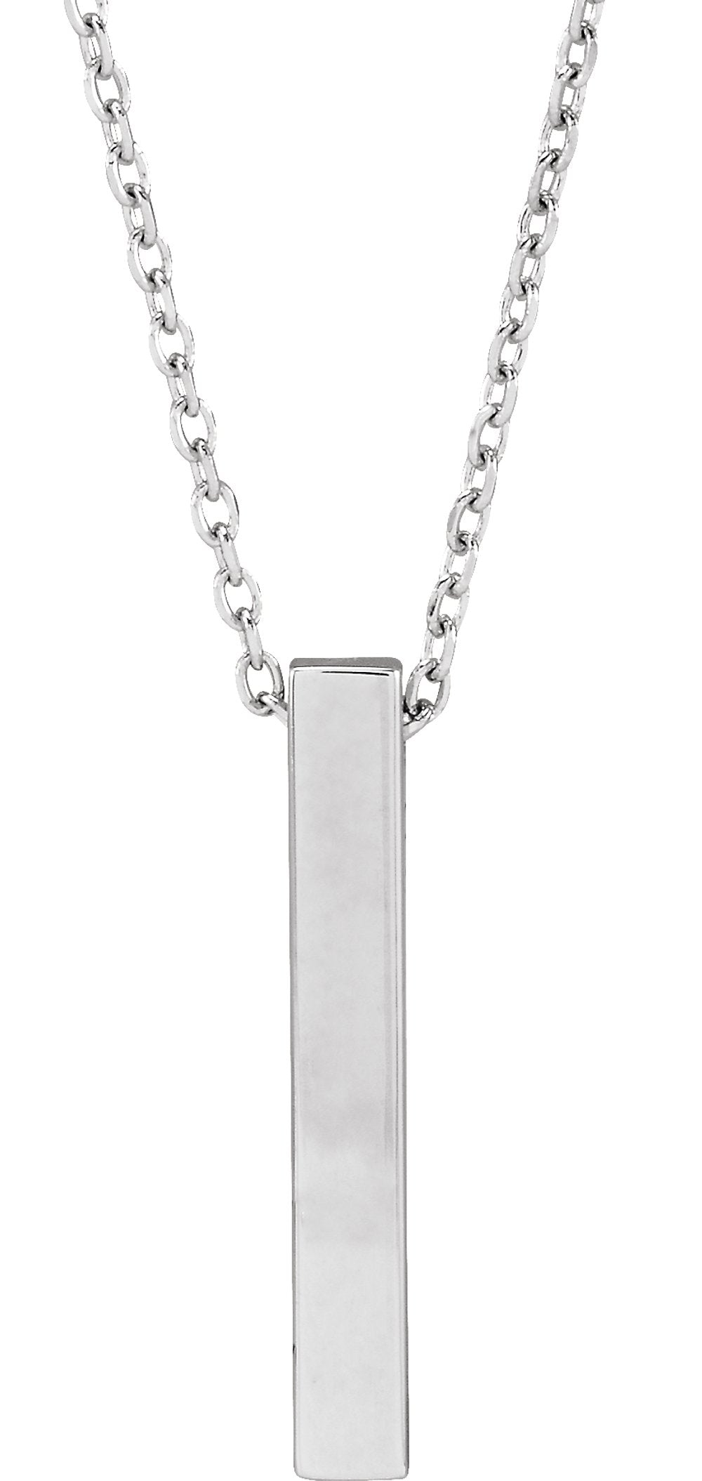 Sterling Silver Engravable Four-Sided Bar 16-18" Necklace