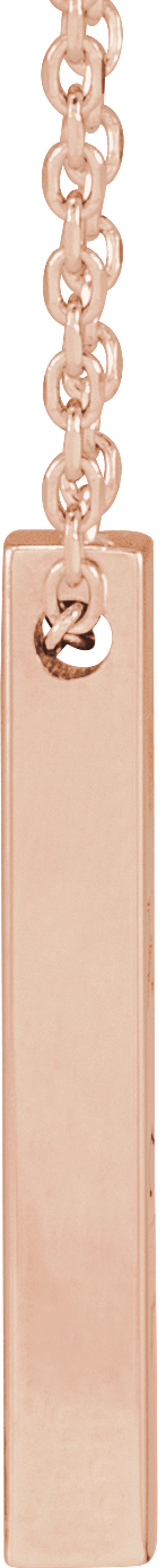 14K Rose Gold Engravable Four-Sided Bar 16-18" Necklace