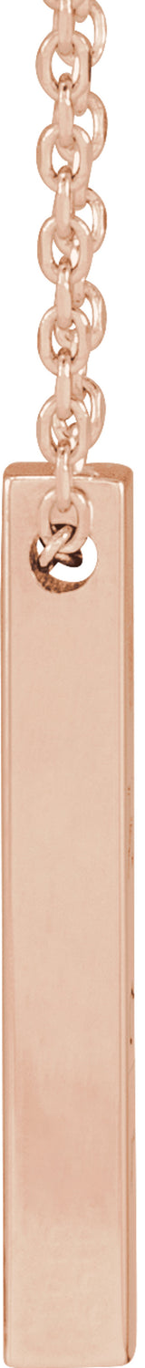 14K Rose Gold Engravable Four-Sided Bar 16-18" Necklace