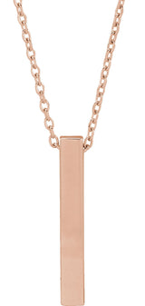14K Rose Gold Engravable Four-Sided Bar 16-18" Necklace
