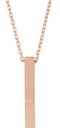 14K Rose Gold Engravable Four-Sided Bar 16-18" Necklace