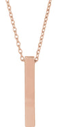 14K Rose Engravable Four-Sided Bar 16-18" Necklace