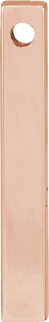 14K Rose Gold Engravable Four-Sided Bar Pendant