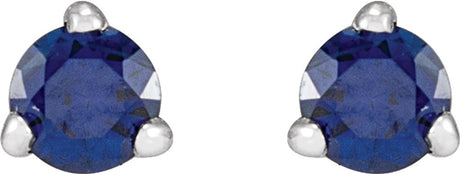 Platinum 3 mm Natural Blue Sapphire Earrings