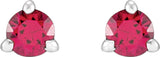 14K White Gold 3 mm Natural Ruby Earrings