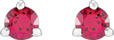 14K White Gold 3 mm Natural Ruby Earrings