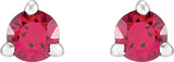 14K White 3 mm Natural Ruby Earrings