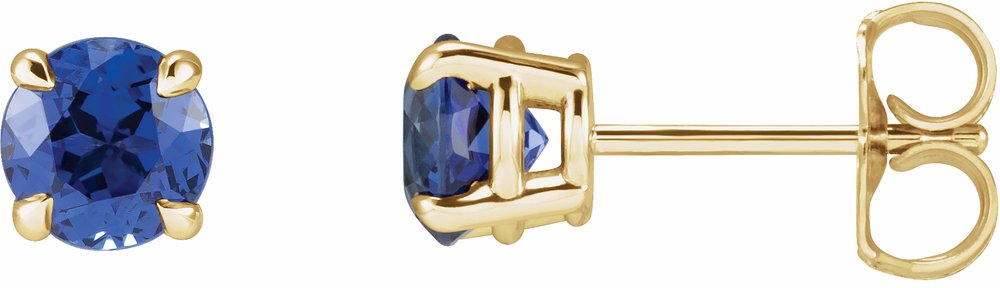14K Yellow Lab-Grown Blue Sapphire Earrings