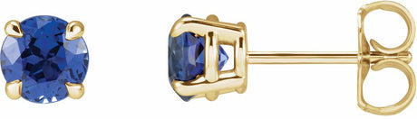14K Yellow Lab-Grown Blue Sapphire Earrings