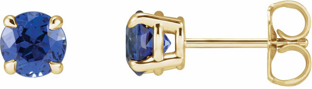 14K Yellow Lab-Grown Blue Sapphire Earrings