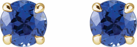 14K Yellow Lab-Grown Blue Sapphire Earrings