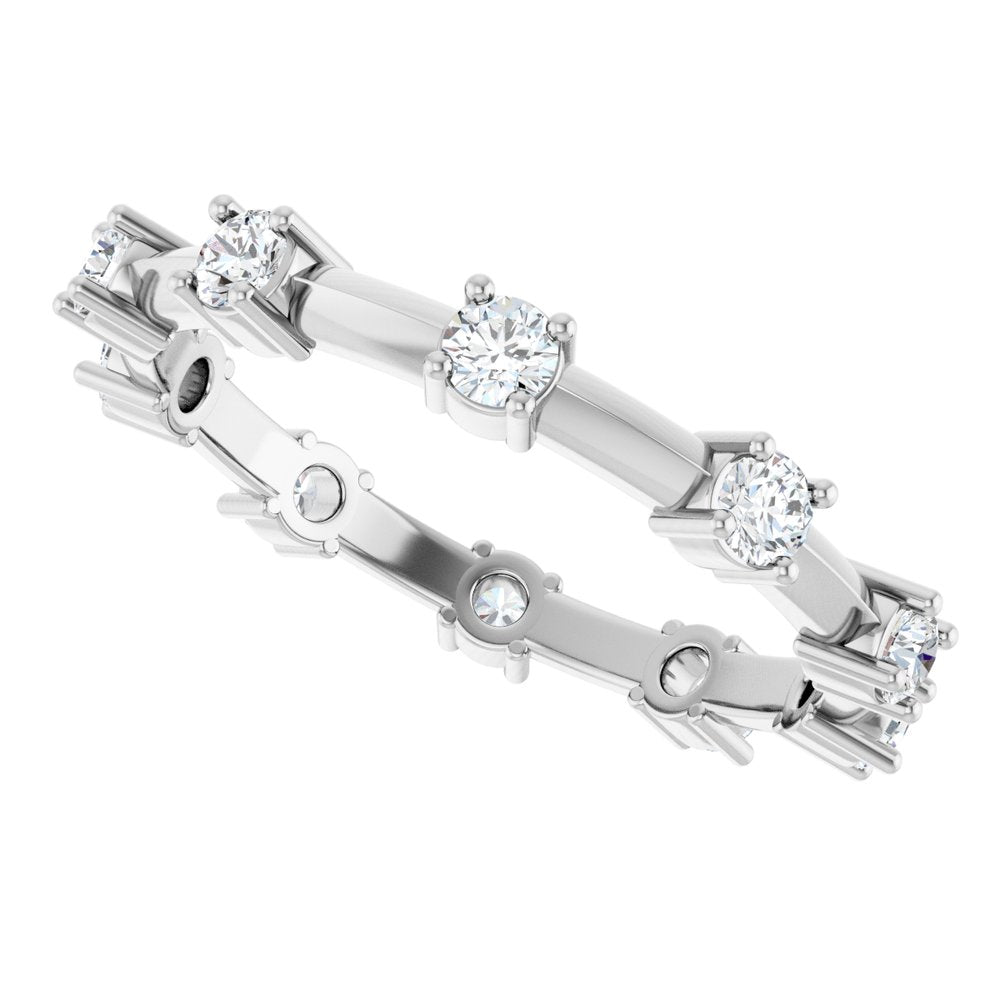 14K White 5/8 CTW Natural Diamond Knife Eternity Band Size 7