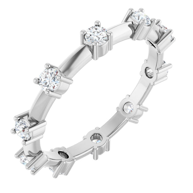 14K White 5/8 CTW Natural Diamond Knife Eternity Band Size 7