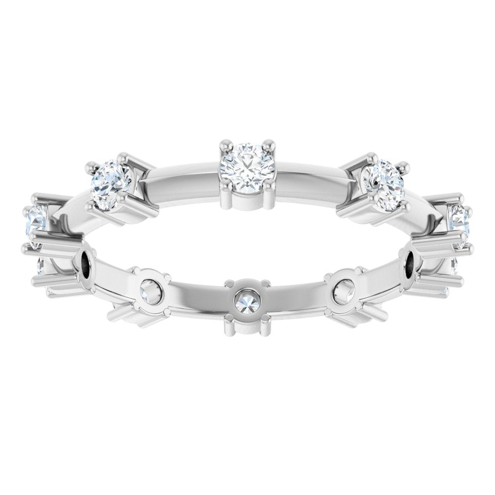 14K White 5/8 CTW Natural Diamond Knife Eternity Band Size 7